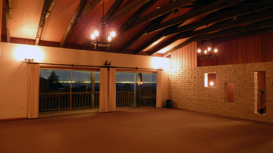 Inside the house in the evening.